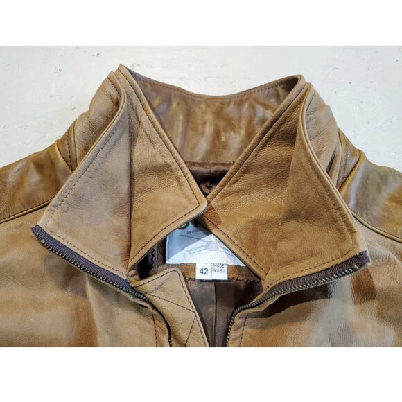 Vtg ORVIS Lone Pine Brown Leather Jacket | Made in USA | 42 - Picture 8 of 16